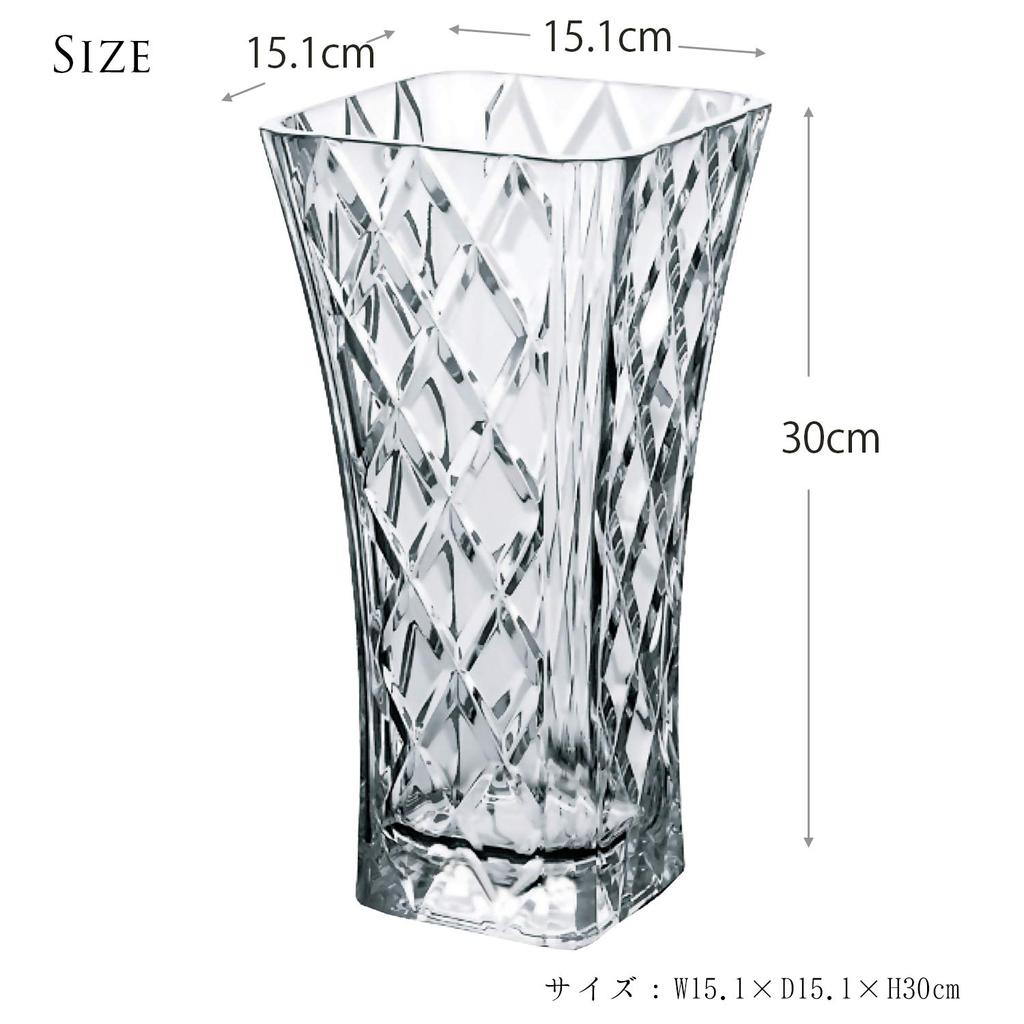 Toyo Sasaki Glass Ваза для цветов Garnish, Сделано в Японии, Можно мыть в посудомоечной машине, P-26468-JAN, Прозрачный, 15.7 x 15.7 x 30.8 см