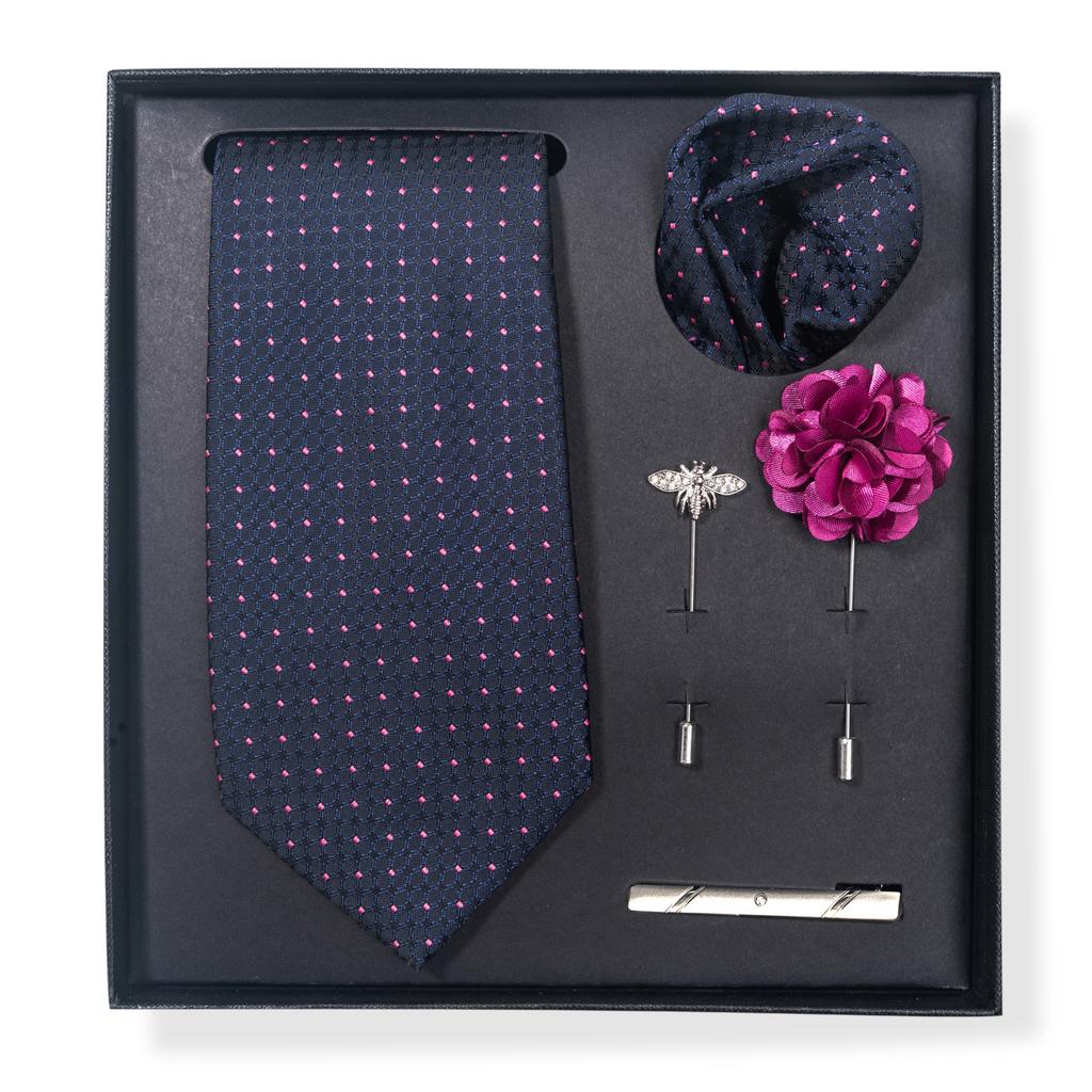 Галстук мужской Trend Net Color Striped Cashew Nut Tie 6-Piece Gift Box Square Scarf Clip Gallage Set