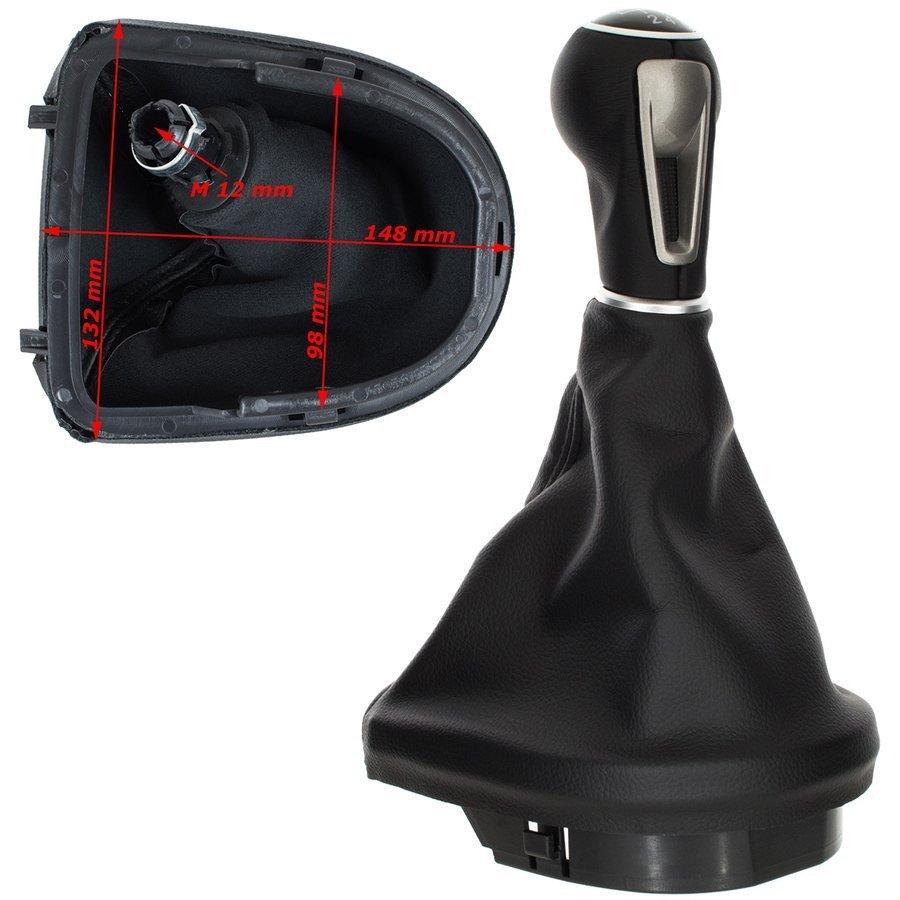 Seat Leon II 05-13 BLACK ECO LEATHER gear shift knob + gaiter with frame 5 SPEEDS