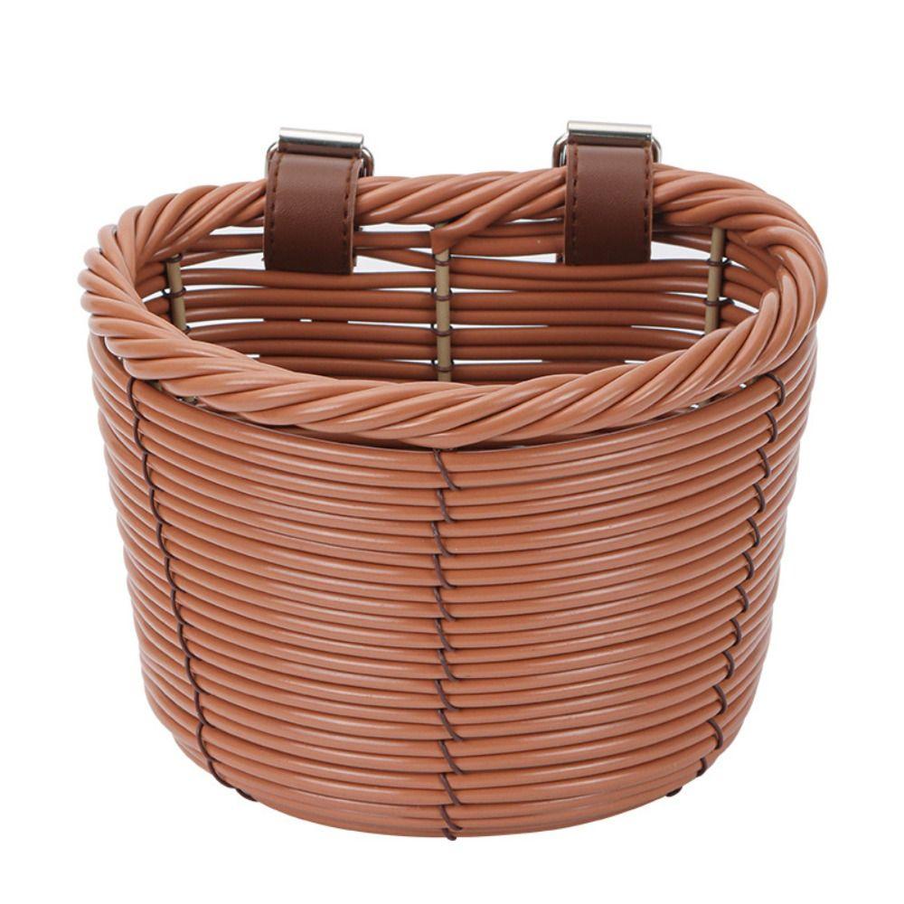 7 Styles Front Handle Carrier Retro Woven Children's Bicycle Scooter Basket Front Riding Basket