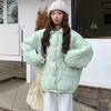 Ромбовидный хлопок Женская корейская зимняя одежда Ретро Куртка большого размера Хлебная одежда Свободная стелька Овечья шерсть Женская