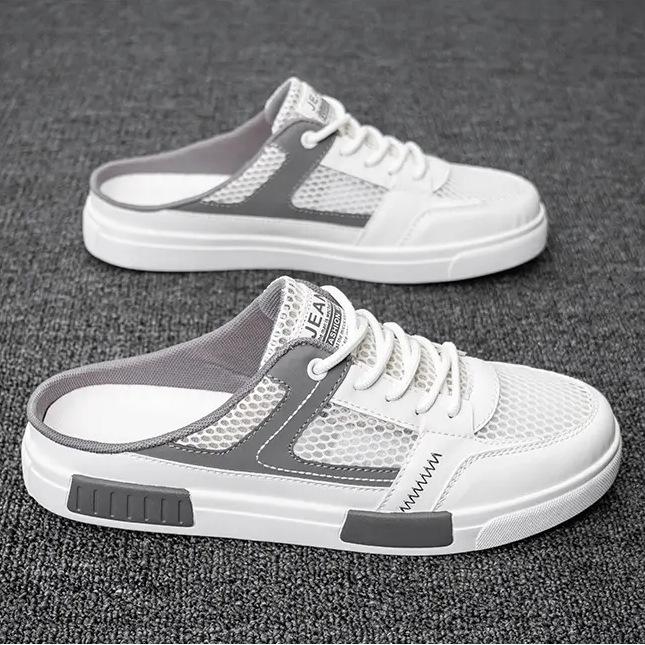 Тапочки-полутапочки мужские летние дышащие полые сетчатые ленивые тапочки с одной педалью без каблука офисные тапочки большого размера для сумки на голову