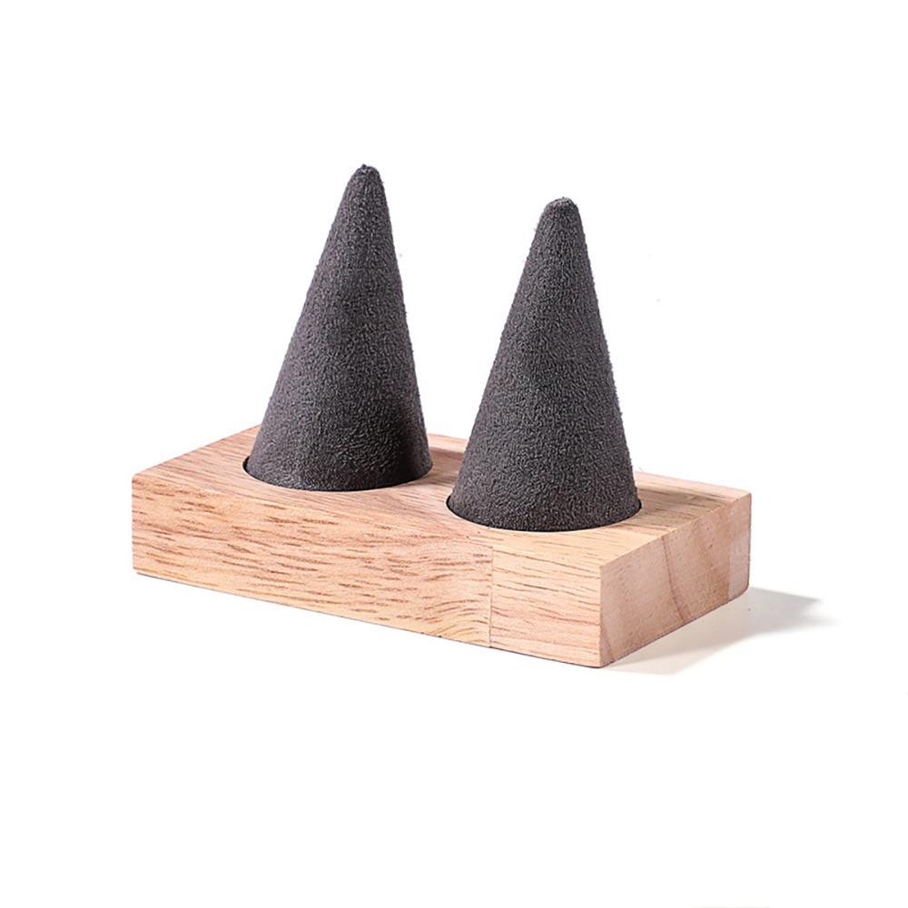 Jewelry Display Cone Shape Rings Holder Storage Rack Wooden Rings Organizer Girls Women