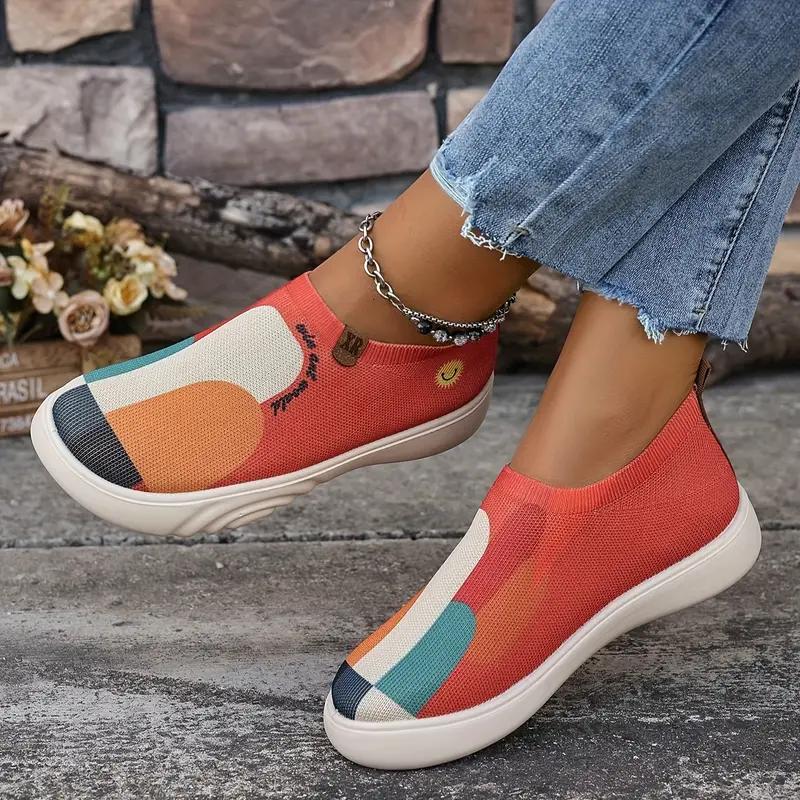 Женские слипоны Новые повседневные туфли на толстой подошве с росписью и женские туфли на плоской подошве