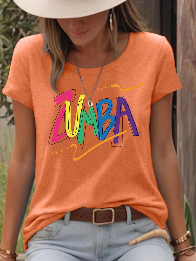 Женская красочная футболка свободного кроя с коротким рукавом и принтом ZUMB