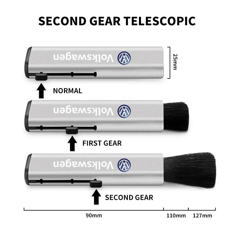 VW For Volkswagen Retractable Car Air Vent Cleaning Brush Car Badge Detail Dust Remover For Volkswagen VW GTI Rline R Golf Amaro