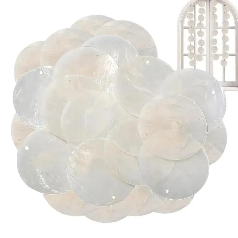 2026 round Capiz Shells Natural White with Holes for Wind Chimes Jewelry Making Home Decor Latest Models
