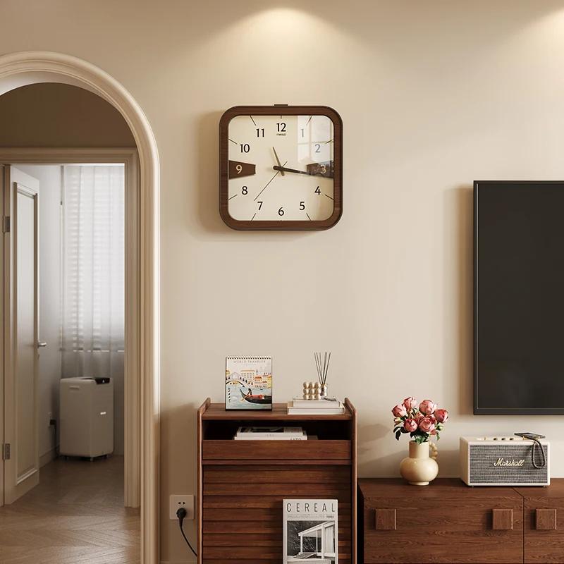 Домашний декор деревянная рамка стеклянное зеркало настенные часы новое украшение гостиной с бесшумными часами энергопотребление батарея
