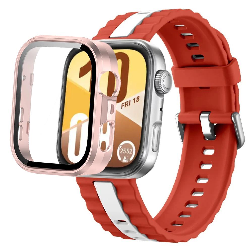 Силиконовый ремешок + ПК-кейс для Huawei Watch Fit 4/Fit 4 Pro, детали умного браслета для Huawei Watch Fit 3, защитный чехол для часов