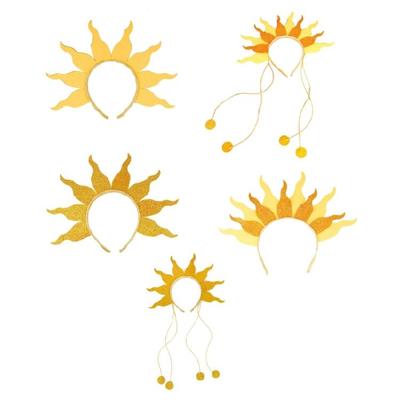 Огненный ободок для вечеринки, рейва, аксессуары для волос, блестящий солнечный ободок, ободок с пламенем, костюм на Хэллоуин, косплей, головной убор, подарок