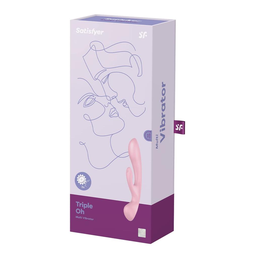 Satisfyer Triple Oh Pink Вибратор Электрический Массажер 2в1 Клиторальная Точка G Одновременная Стимуляция Клиторальный Оргазм Средний Оргазм Две Точки Пытки 2WAY