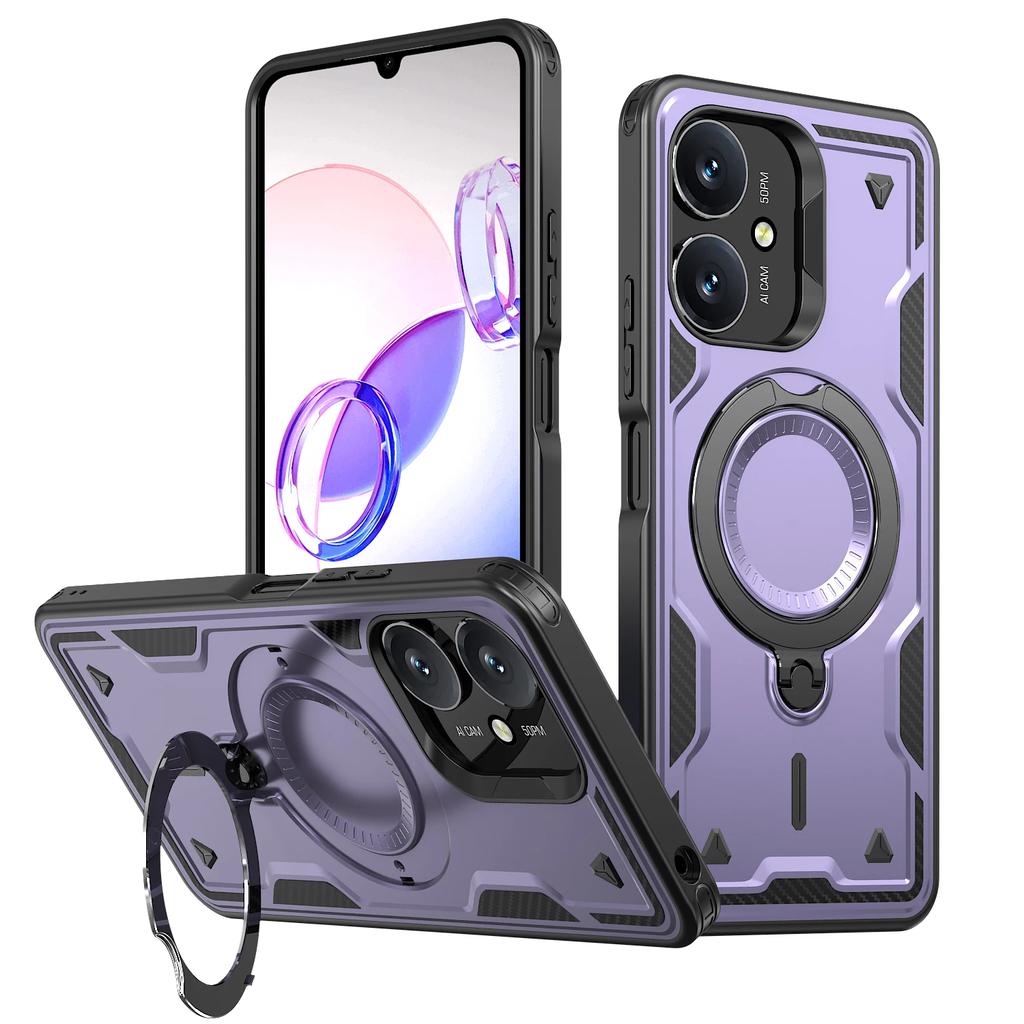 Для Xiaomi Redmi 13C 12C 11A Poco C65 C55 4G Чехол Военная броня Противоударный Вращающаяся на 360° подставка-кольцо ТПУ Пластиковая крышка для телефона