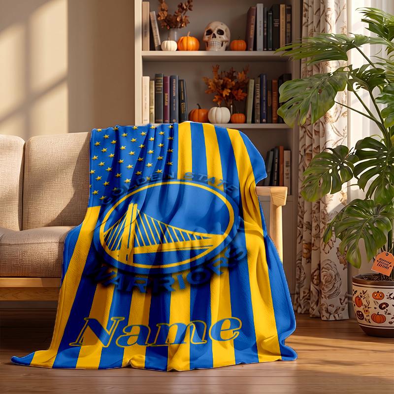Golden State Warriors Custom Flannel Blankets Soft Warm Cozy Throws for Home Decor Holiday Gifts