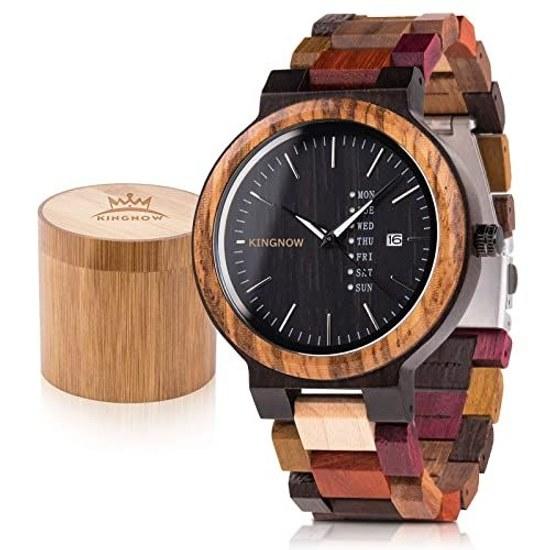 Wooden wristwatch mens stylish lightweight Japanese-made quartz birthday present men anniversary Fathers Day gift KINGNOW