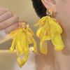 Изысканные летние серьги-цветы Сладкие шифоновые серьги-подвески для женщин Бохо серьги с кисточками Пляжные аксессуары для вечеринки