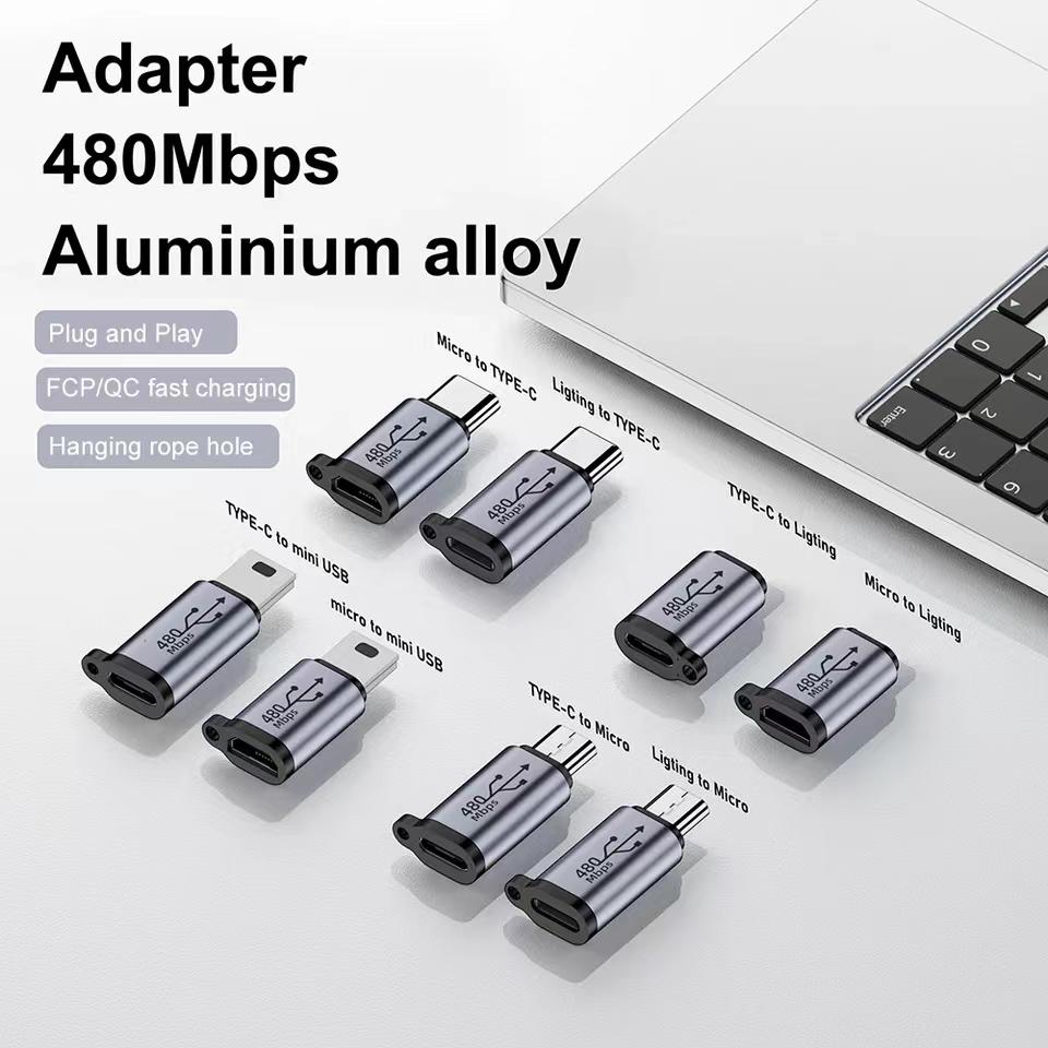 Micro USB Mini USB Type-C Адаптер освещения Синхронизация данных Зарядный преобразователь для iPhone Xiaomi Samsung Адаптер для мобильного телефона USB C Plugs Transfer Converte