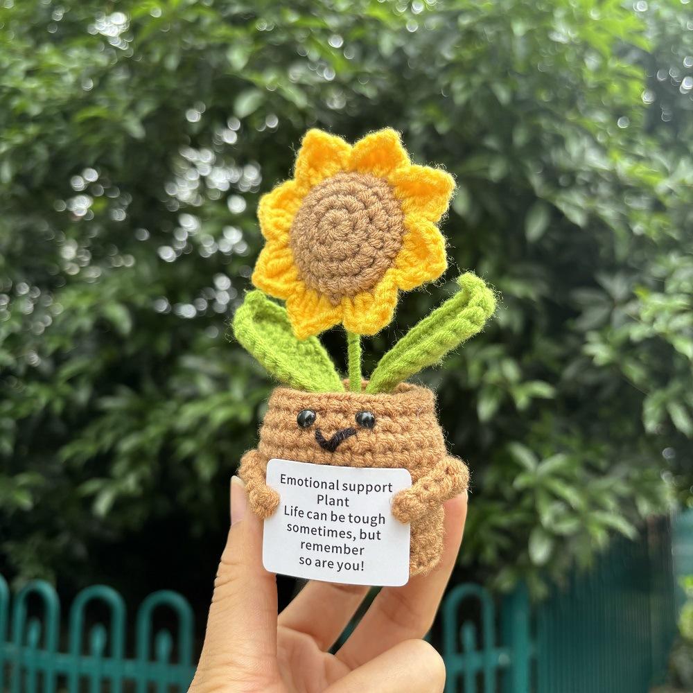 Нетоксичные Вязаные Крючком Цветы Энергетическое Сердце Куклы Ручной Работы Декор для Дома Комнаты Обнимающая Карманная Вязаная Кукла Позитивная Карточка Настольное Украшение Подарки