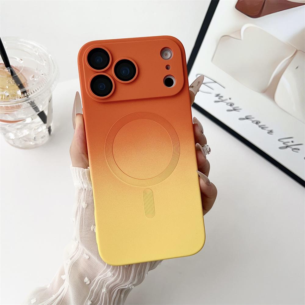 Магнитный Чехол для Телефона с Градиентным Цветом Для iPhone 17 16 15 14 Plus 13 12 11 Pro Max Для Беспроводной Зарядки Magsafe Мягкий Силиконовый Чехол