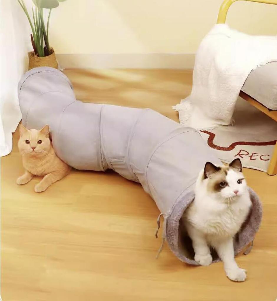 KANSITA Cat Tunnel Cat Toy Cat Tunnel with 4 Holes Foldable Cat Toy Stress Relief Convenient Storage Pet Tunnel Cat Tunnel Suede Interesting Hidden