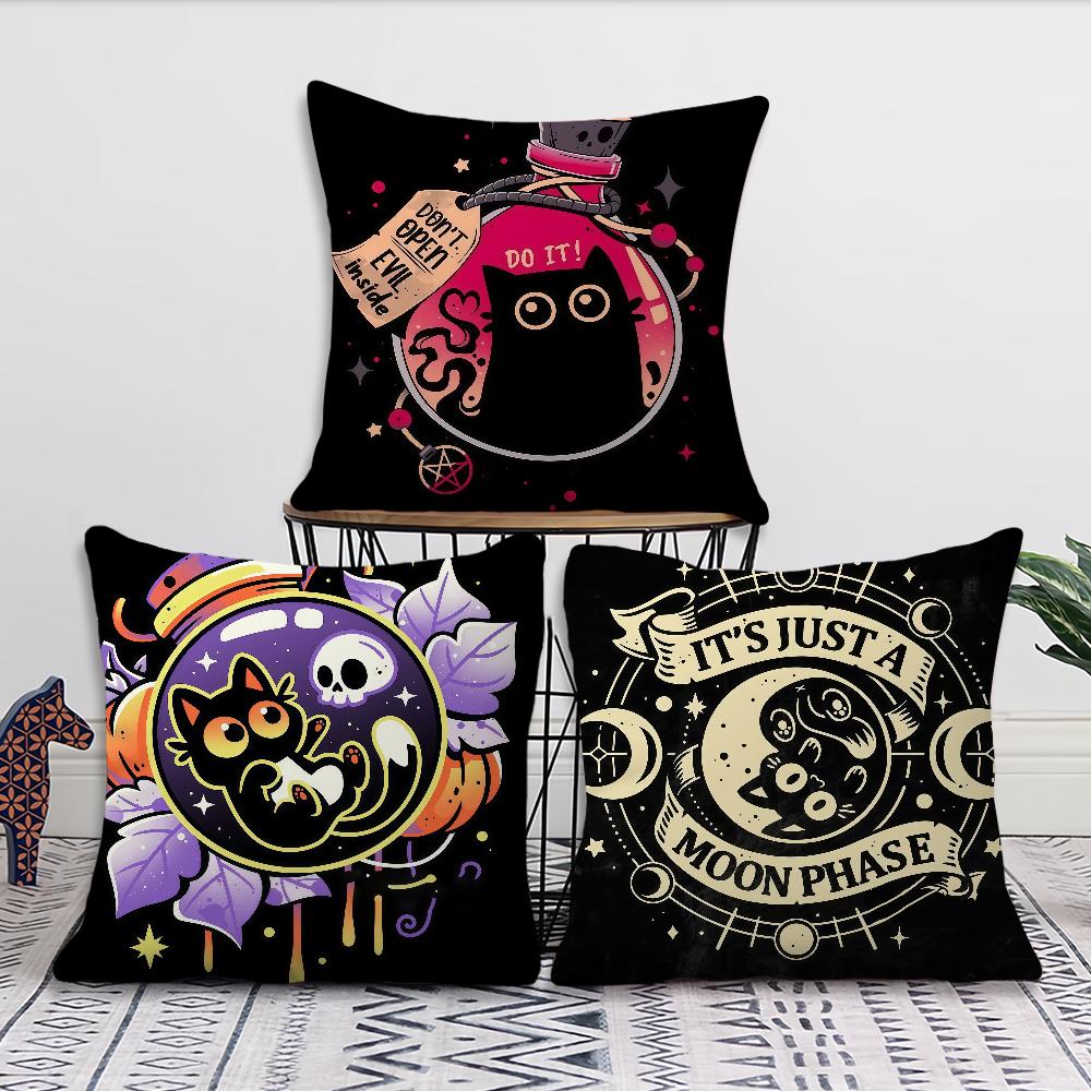 Cartoon Black Cat cushion cover Pillow Cover Decoration Room Home Sofa living Office Car Nordic Simplicity