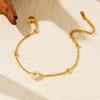 Pearl Flower Jewelry Set For Women Gold Plated Stainless Steel Necklace Bracelet Earrings