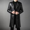 Men Leather Jacket Fall Winter Jackets Man Clothes Long Warm Plush Coats Casual Fashion Windbreak Trench Coat