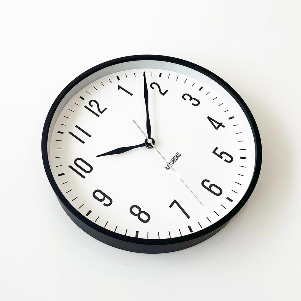 Часы KATOMOKU из фанеры 19, черные настенные часы с непрерывной секундной стрелкой, km-111BK 304 мм (Кварцевые часы)
