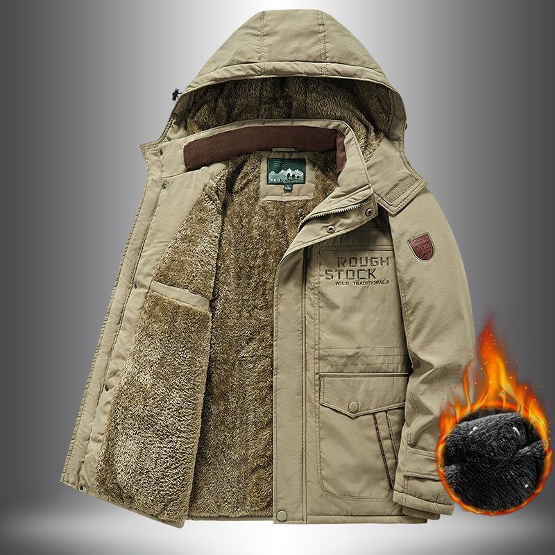 Зимняя мужская бархатная утолщенная стеганая одежда для людей среднего и пожилого возраста, повседневные стеганые куртки, стеганая одежда для пап больших размеров