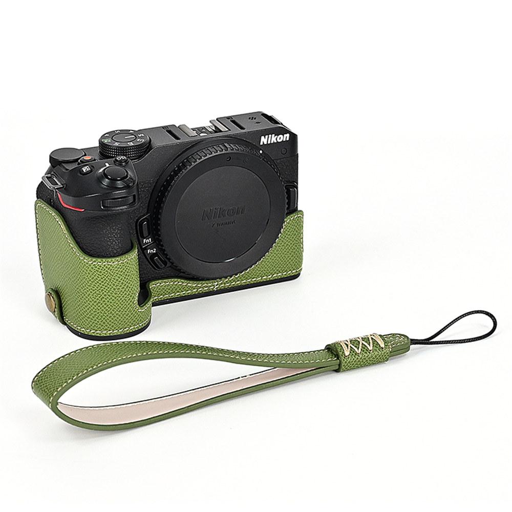 Z50 Palm Print PU Leather Camera Half Body Case For Nikon Z50 Z30 Battery Opening Bottom Cover With Hand Strap