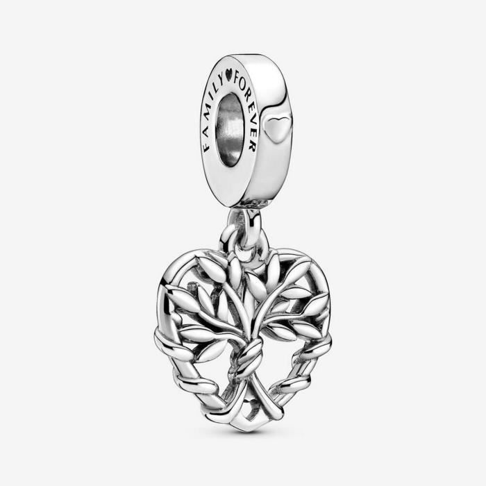 Charm - Pandora - Pendentif Arbre Généalogique - Argent 925 - Coeur - Gravure Family Forever