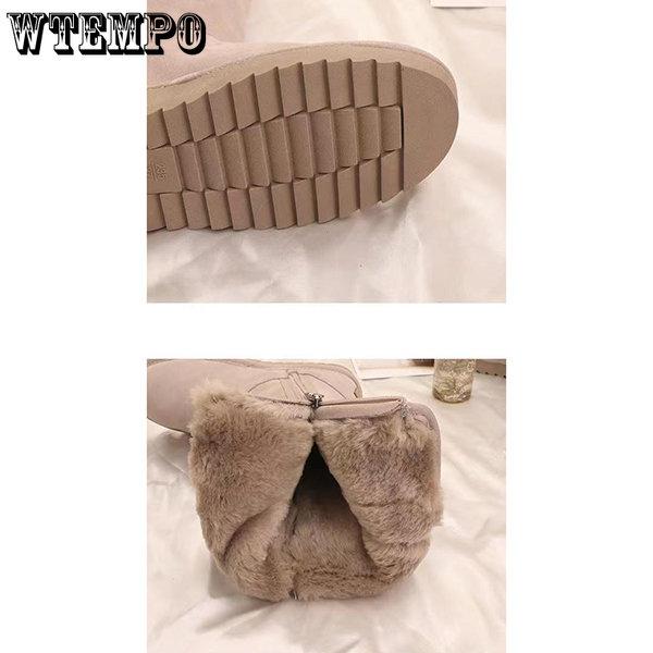 Женские замшевые теплые зимние сапоги, зимние повседневные плюшевые пушистые противохолодные ботинки на молнии, высокие сапоги на платформе больших размеров