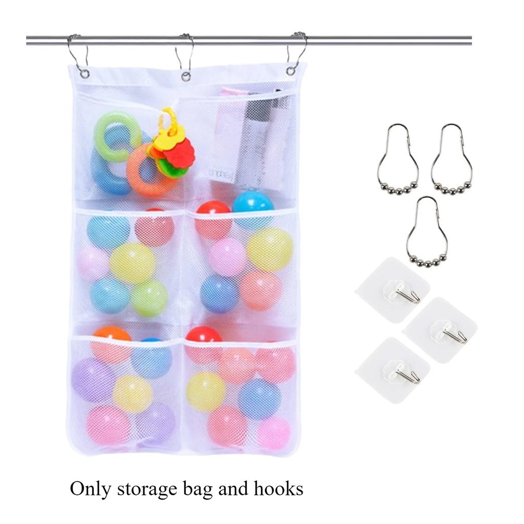Wall Hanging Storage Bag Multiple Compartments Mesh Shower Storage Pouch Home Toiletries Organizing Bag Bathroom Accessories