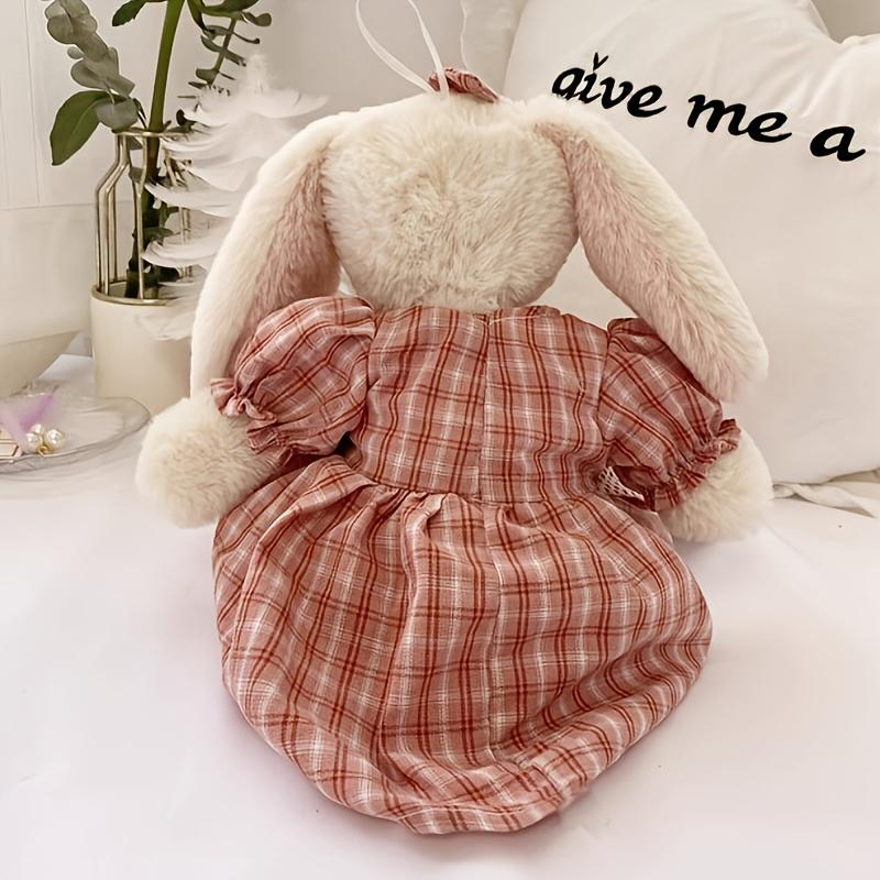Small Soft Stuffed Animal Bunny Wearing Retro Dress Rabbit Plush Toy for Baby Girls Toys Cuddly Dolls Easter Birthday Gifts