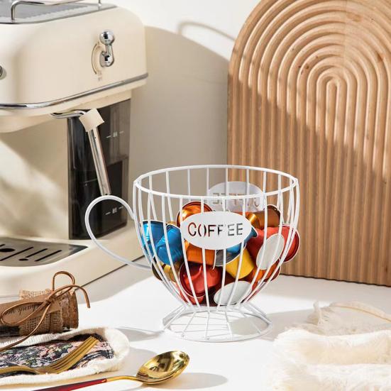 Yousheng Coffee Pods Holder Counter Organizer with Handle Spacious Capacity Quick Access Multi-Purpose Capsule Basket Coffee Bar Accessories