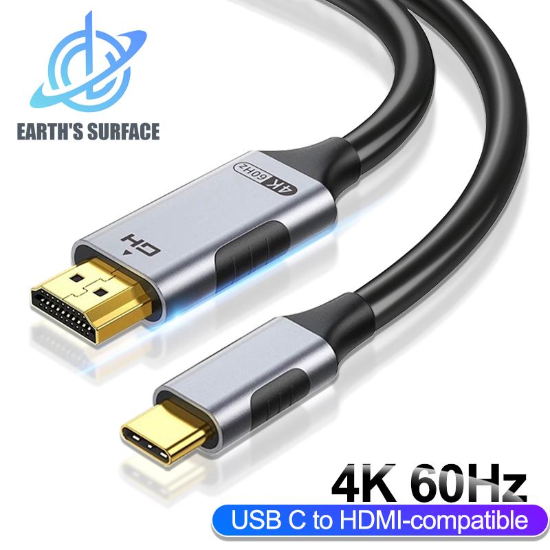 4K USB C To HDMI-compatible Cable 30Hz 60Hz Type C To HDMI-compatible Adapter Thunderbolt 3 Cord for Laptop Tablet iPhone 16 Pro