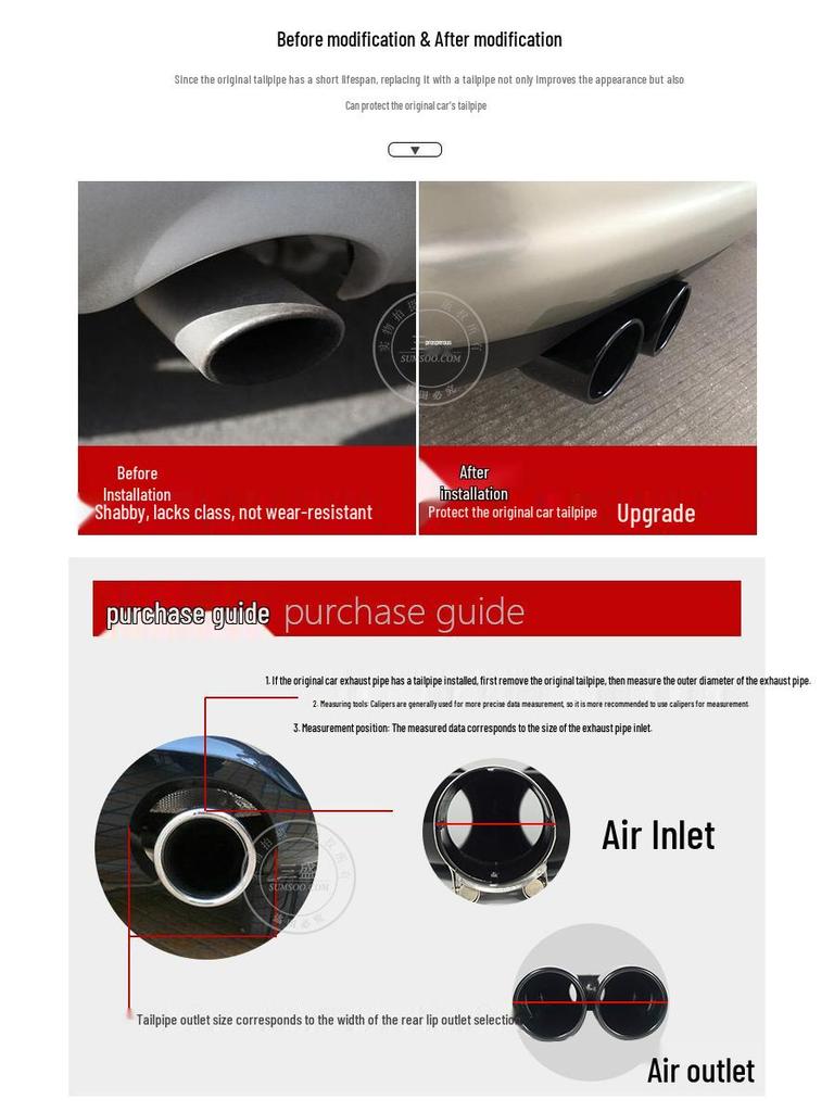 Dual Outlet Stainless Steel Exhaust Pipe - Available In Bright Black and Silver, Compatible with Various Car Models