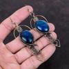 Серьги из синего огненного лабрадорита, серьги из медной проволоки с драгоценными камнями, ювелирные изделия из меди ручной работы, уникальные серьги в подарок для матери, ювелирные изделия из проволоки