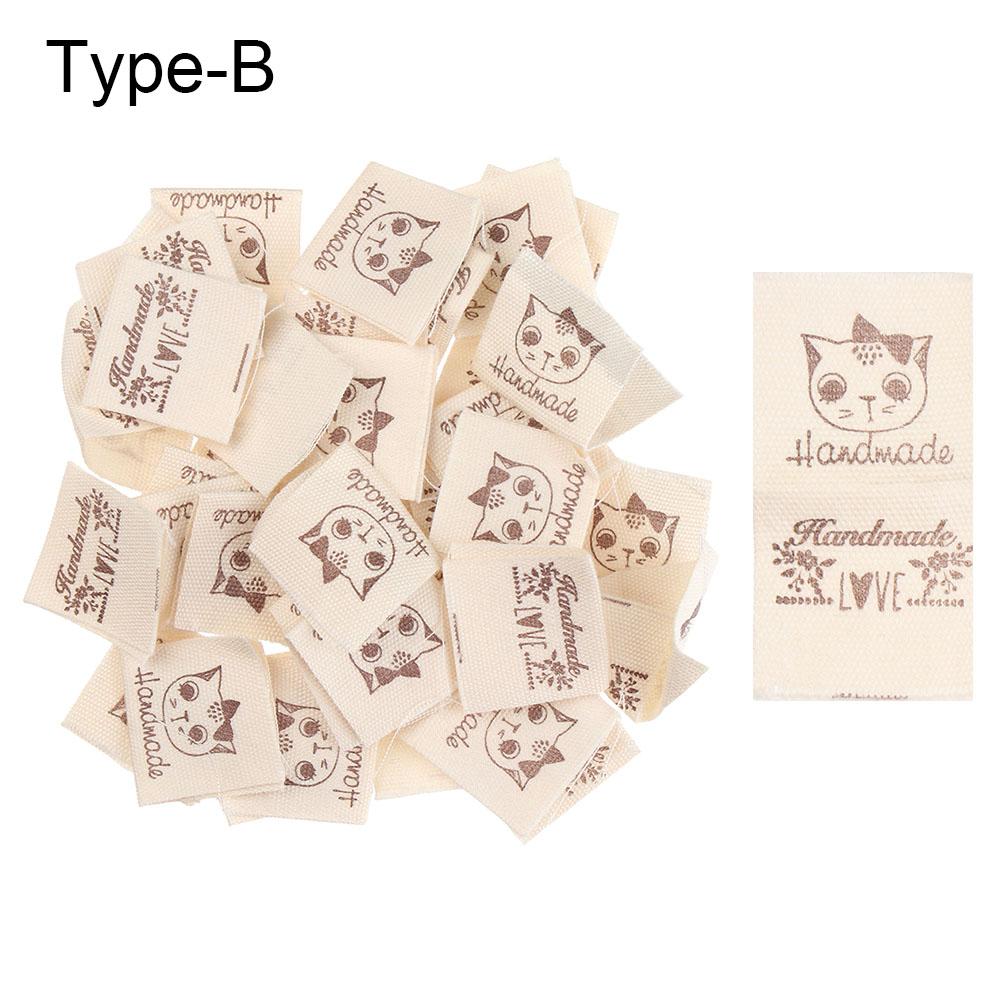 50Pcs/lot Handmade Cloth Garment Labels Scissors Heart Sheep Hand Made Label Tags For Diy Sewing Crafts Accessories