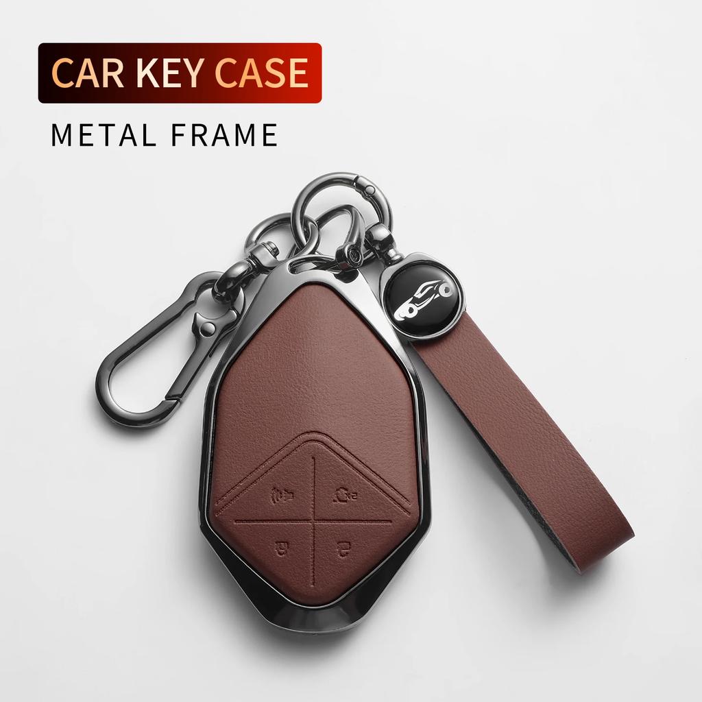 Leather Metal Car Key Case For Changan DEEPAL S07 L07 SL03 S7 G318 S05 Car Smart Remote Key Protector Shell Decor Accessories