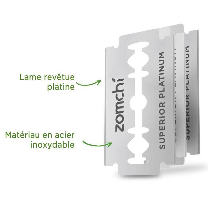 Zomchi lames de rasoir à double tranchant, lames de rasage en acier inoxydable platine pour hommes et femmes