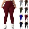 Women's High Waist Casual Pants Solid Color Fleece Thermal Leggings Winter Long Fleece Trousers Plush Running