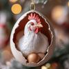 Yousheng Christmas Ornament Acrylic Animal Egg Tree Pendant 2D Chicken Duck Turtle Eggshell Farm Decorations Holiday Gift for Family Friends