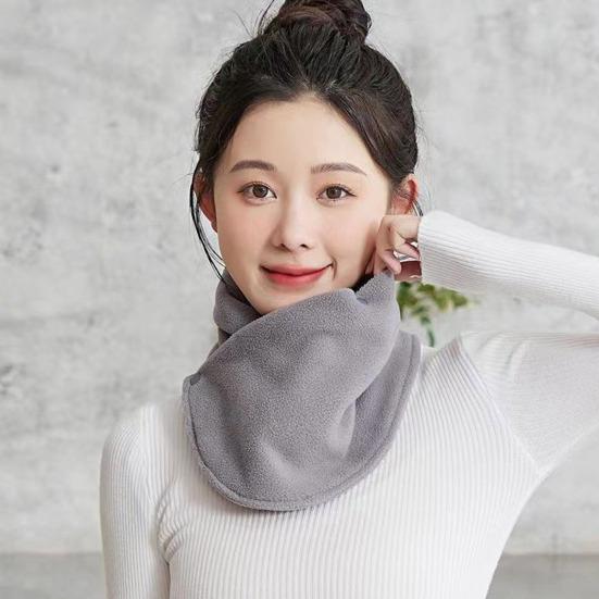 Solid Color Scarf Women Thickened Velvet Warm Buttons Closure Scarf Quick-Drying Sweat-Absorbent