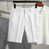 Мужские брюки в деловом стиле, офисные шорты, прямые, свободные, со средней талией, застежка-молния, однотонные брюки длиной до колена