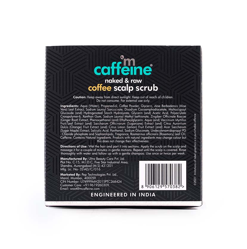 Кофейный скраб для кожи головы mCaffeine - 250 г | 99% уменьшение перхоти - натуральный и веганский