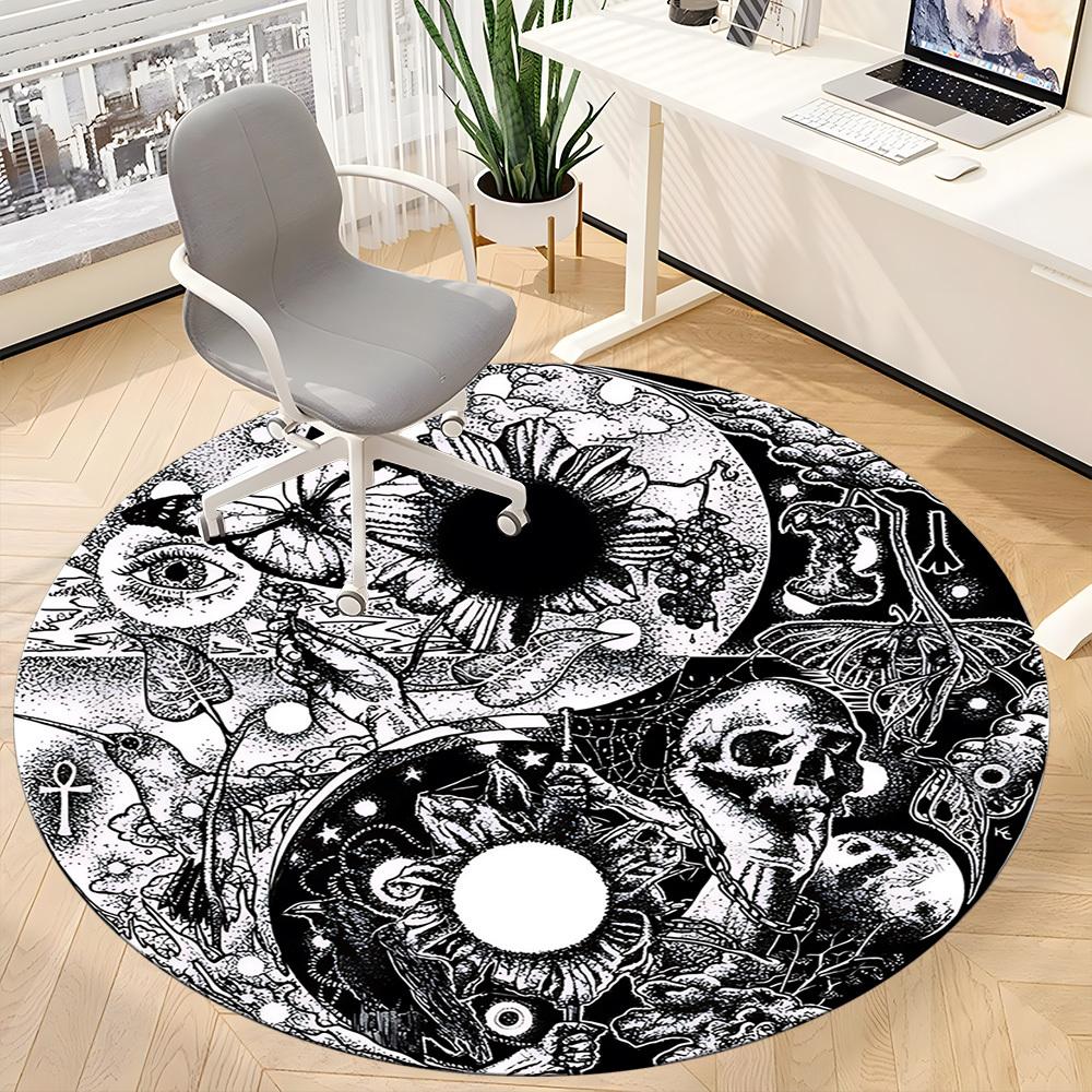 1pc Yin-Yang Symbol Chair Carpet for Office Non-Slip, Machine Washable Rug for Office, Room - Holiday Decor, Machine Made yy251016115