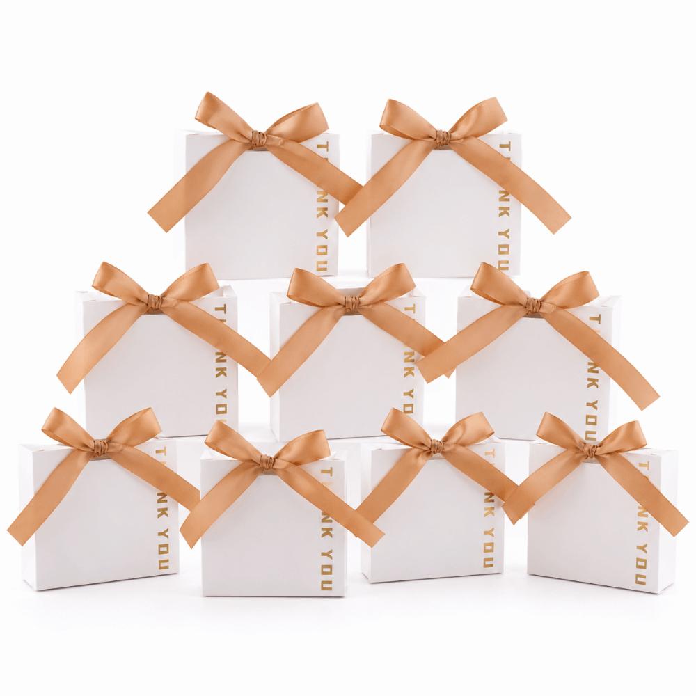 10Pcs With Ribbon Party Favor Bags Small Size Paper Packing Bags Elegant Gift Bags Christmas Party