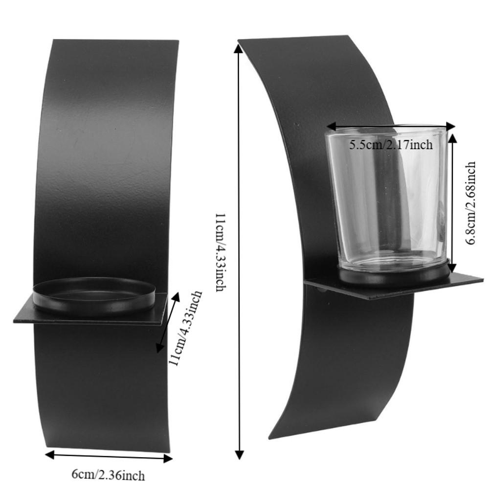 2PCS Black Iron Wall Candle Holder 4.33*2.36*8.07in Metal Candle Wall Decor Hallway
