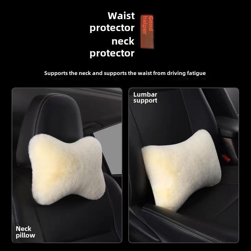 Пара автомобильных плюшевых подголовников, поясничная поддержка, подушка для шеи - Имитация кролика, плюшевая автомобильная поясничная поддержка