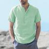 Мужская футболка из хлопка и льна с короткими рукавами, пляжная, повседневная, уличная, облегающая, легкая, дышащая, топы